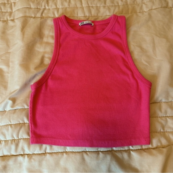 Zara Bright Pink Ribbed Top - Picture 6 of 6